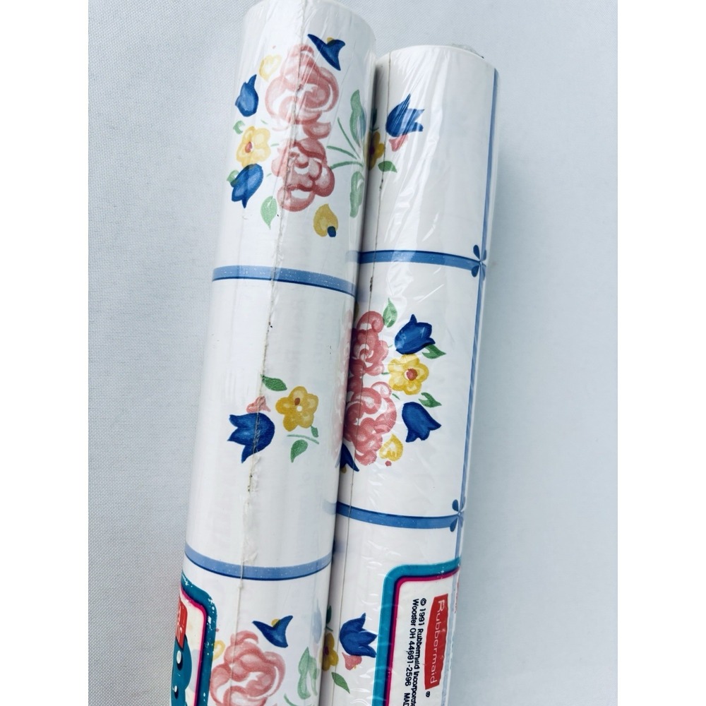 Vintage 90s Con-Tact Brand Contact Floral  Shelf Liner - Lot Of 2 Rubbermaid